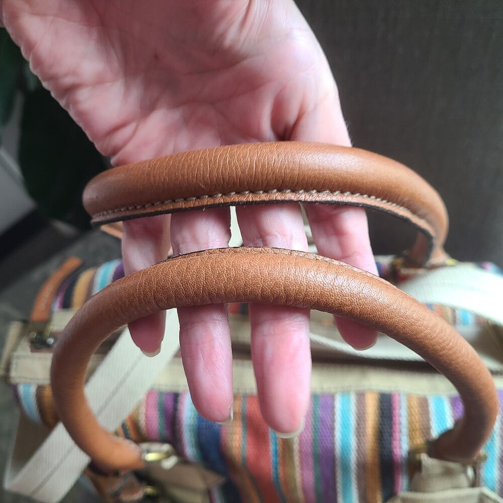 Y2K Fossil Keyper Maddox Striped Tapestry Satchel - Picture 5 of 10